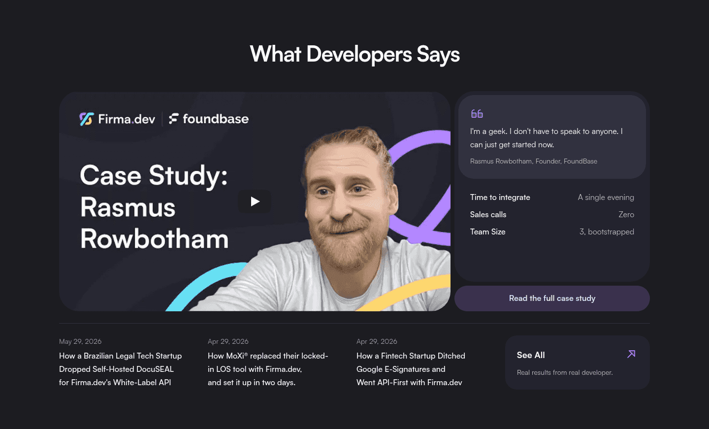 Firma.dev Testimonial