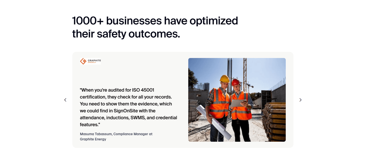 SignOnSite Testimonial