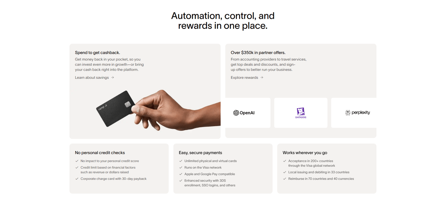 Ramp value proposition section
