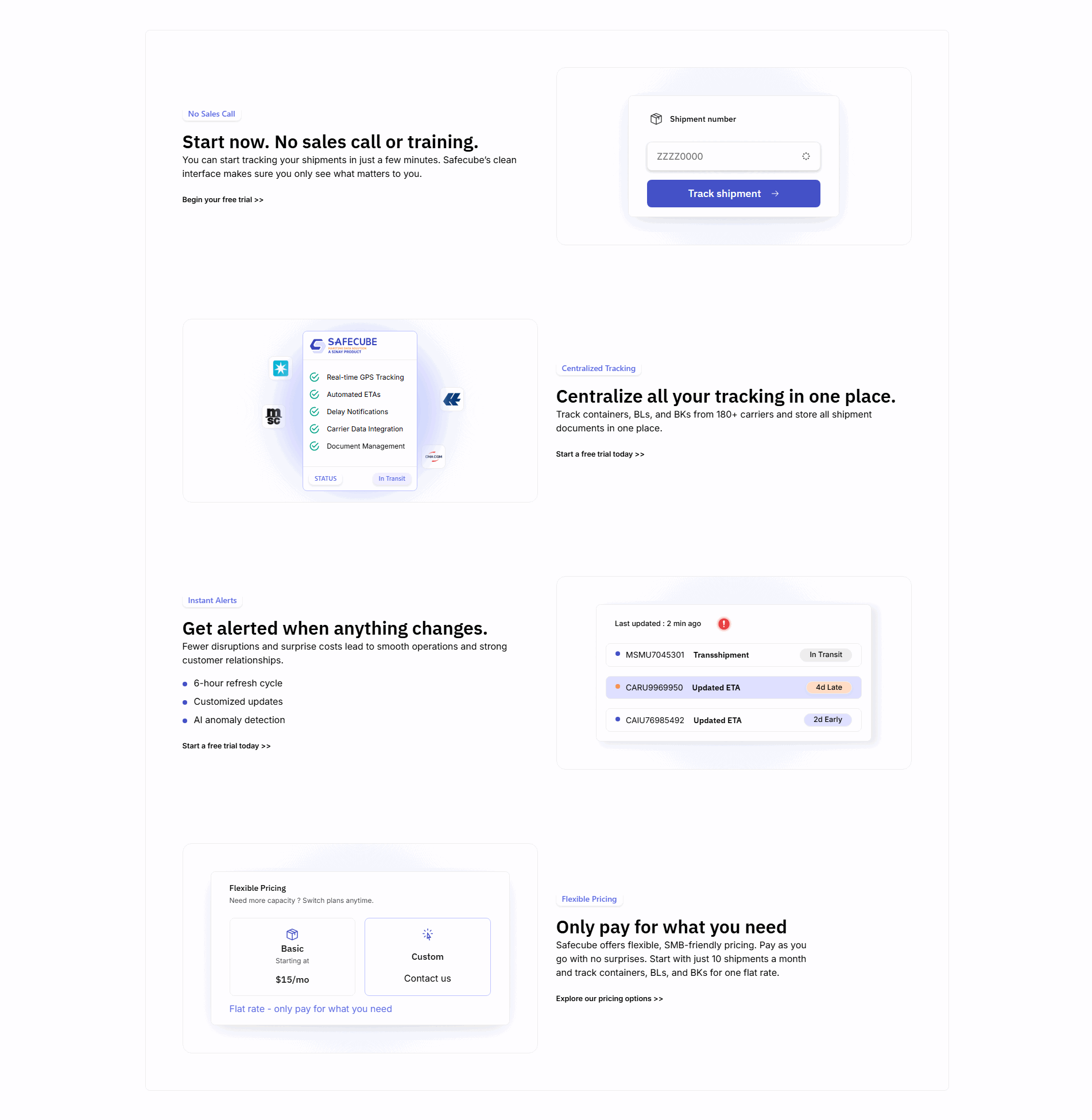 Safecube value proposition section